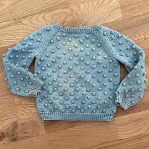 Misha & Puff 100% merino wool popcorn sweater light blue melange sz 3-4 years